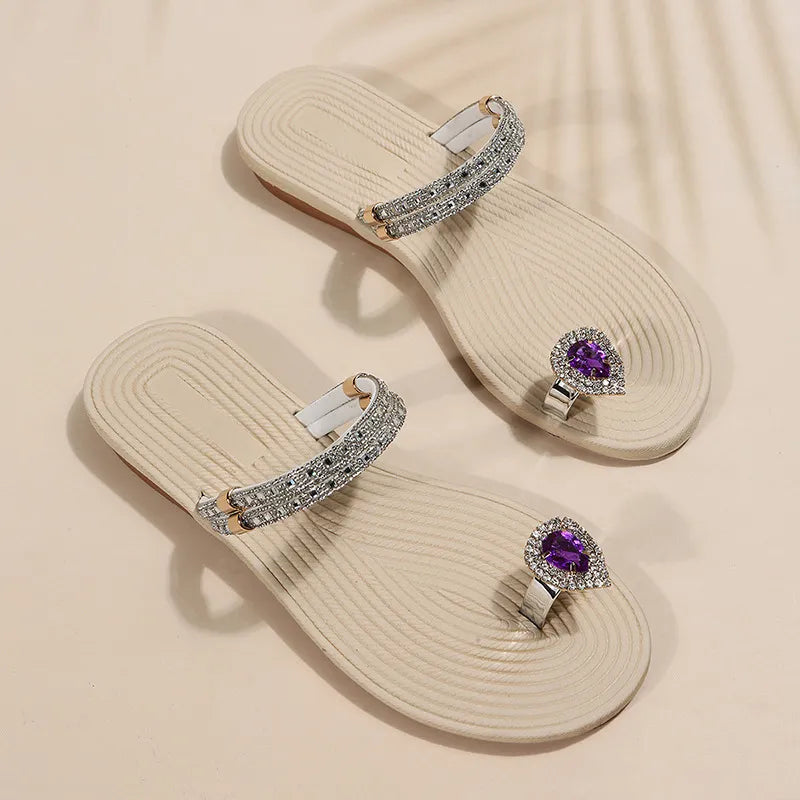 Sandales plates en strass d'été - Chic&Shines