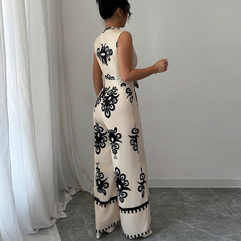 Combinaison décolleté sans manches taille haute