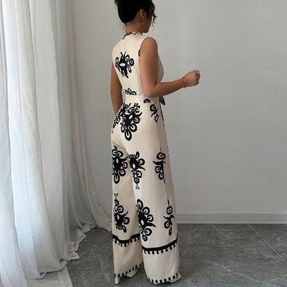 Combinaison décolleté sans manches taille haute