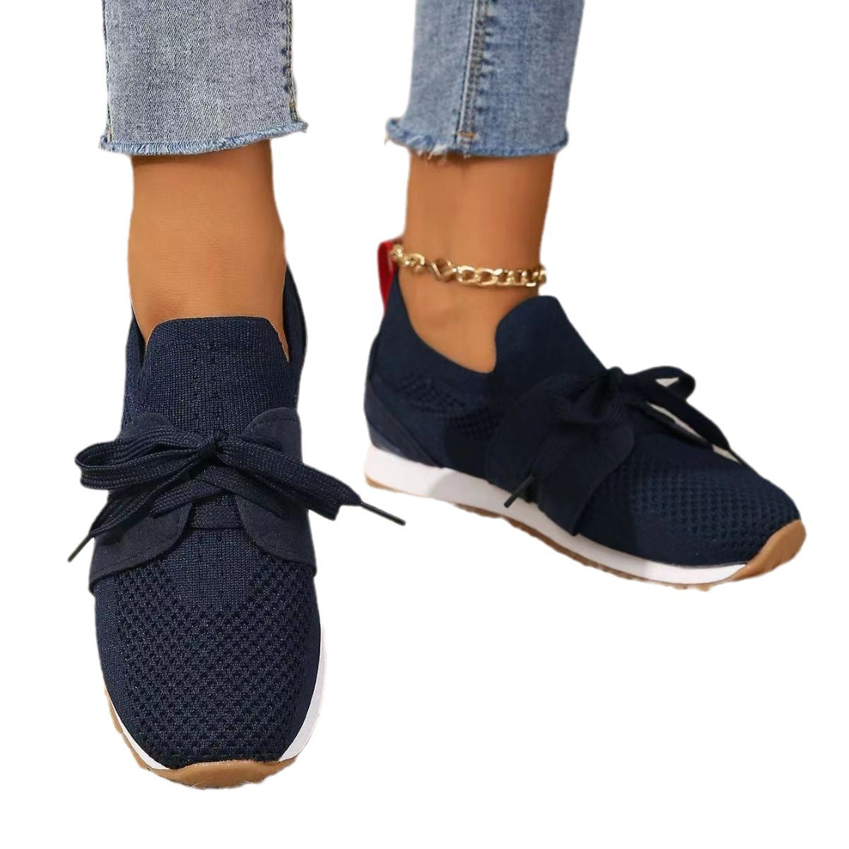Chaussures à lacets en maille tissée décontractées