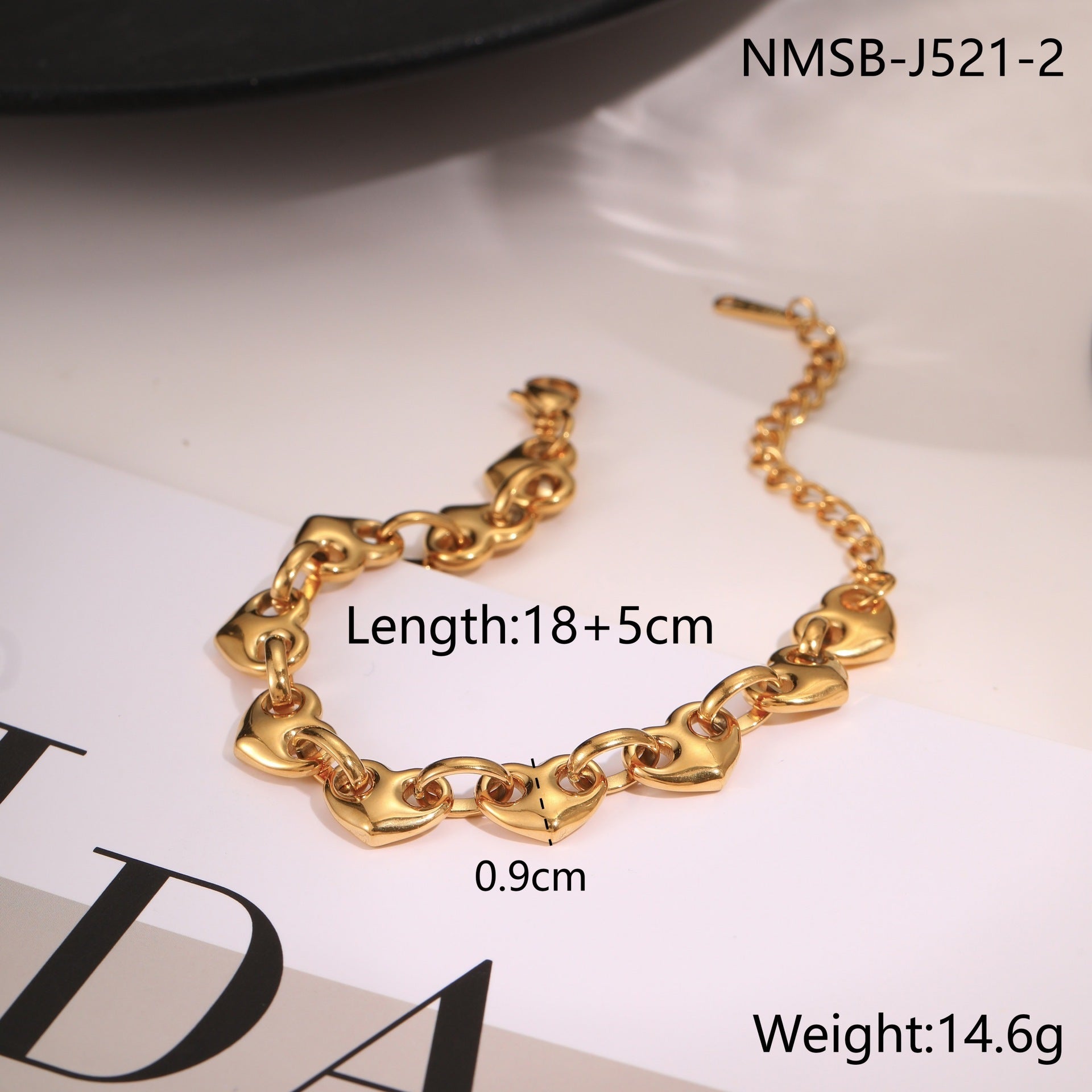 Bracelet motif cœur en acier inoxydable