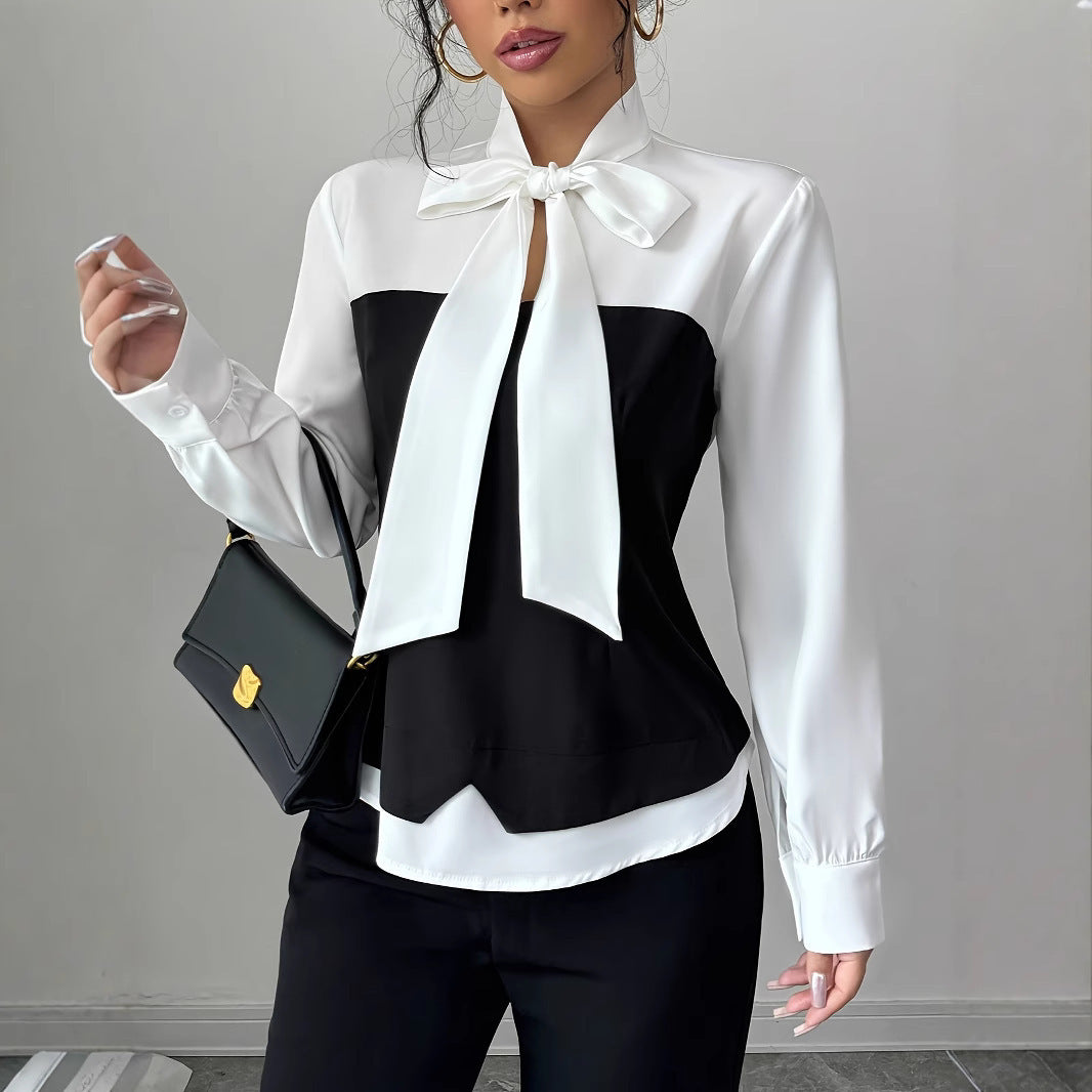 Chemise à manches longues avec nœud