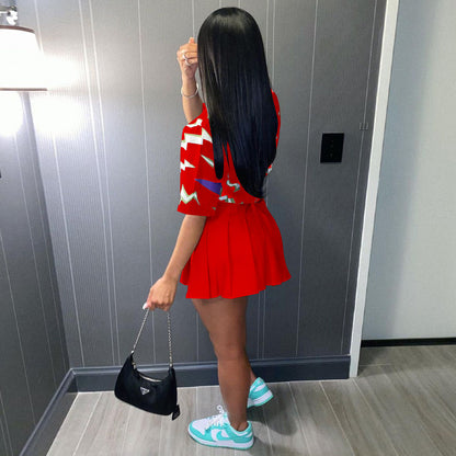 Ensemble chemise à boutons et jupe courte plissée - Chic&Shines