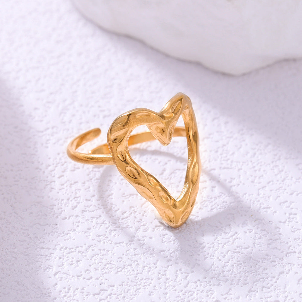 Bague coeur ajustable en acier inoxydable - Chic&Shines
