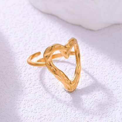 Bague coeur ajustable en acier inoxydable - Chic&Shines