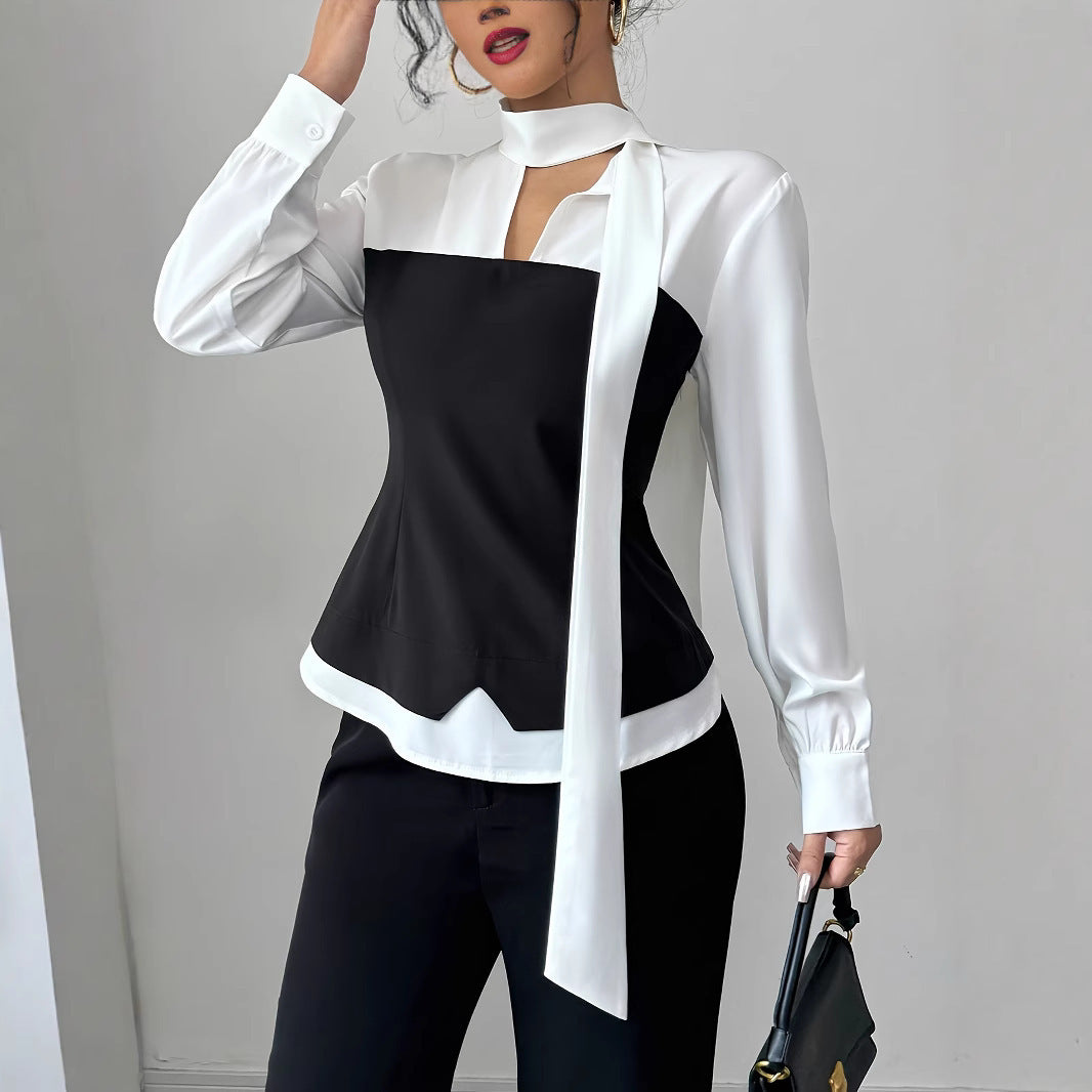 Chemise à manches longues avec nœud
