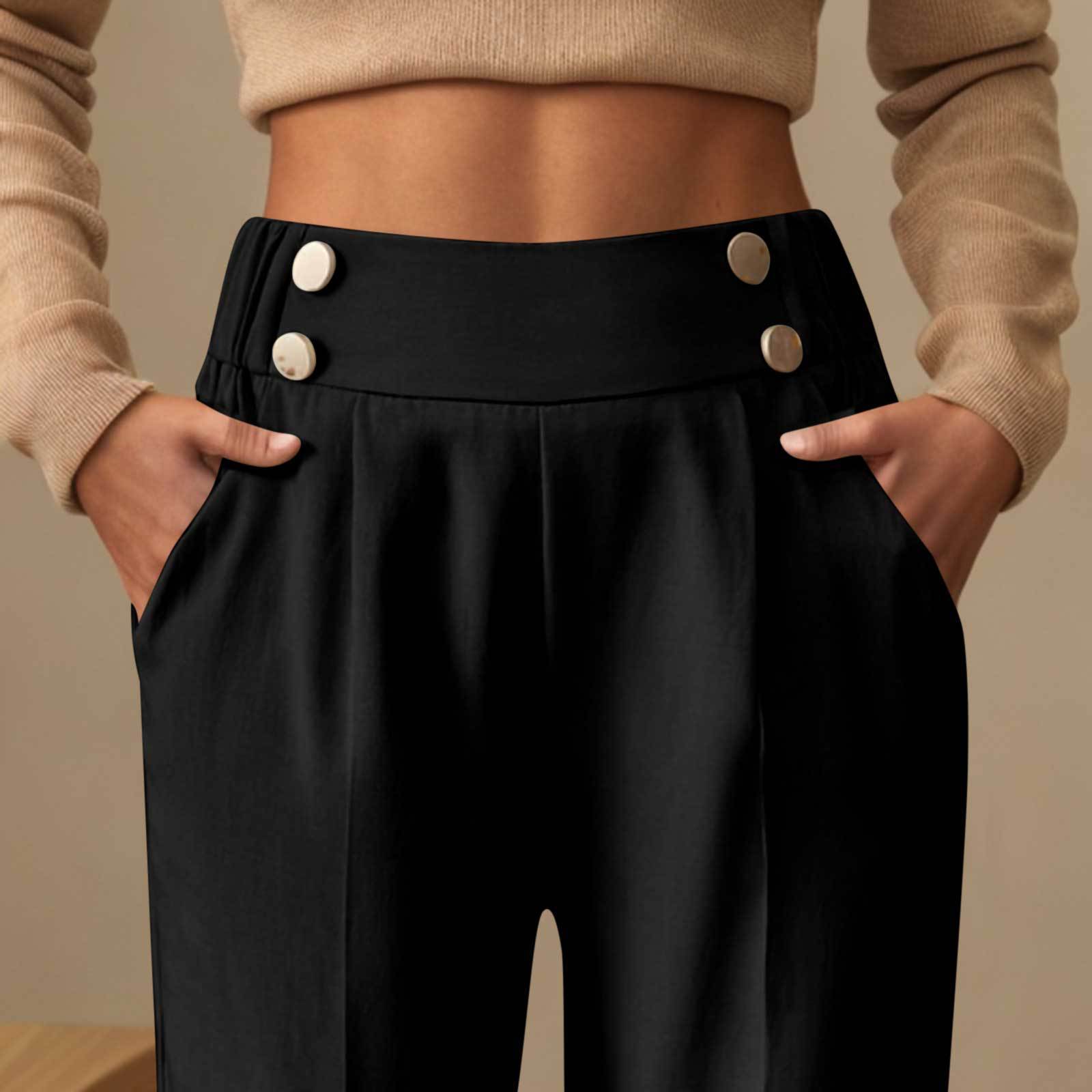 Pantalon décontracté drapé taille haute