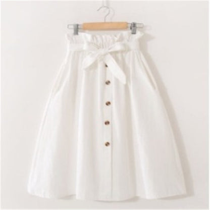 Jupe courte taille haute boutonnée avec ceinture - Chic&Shines