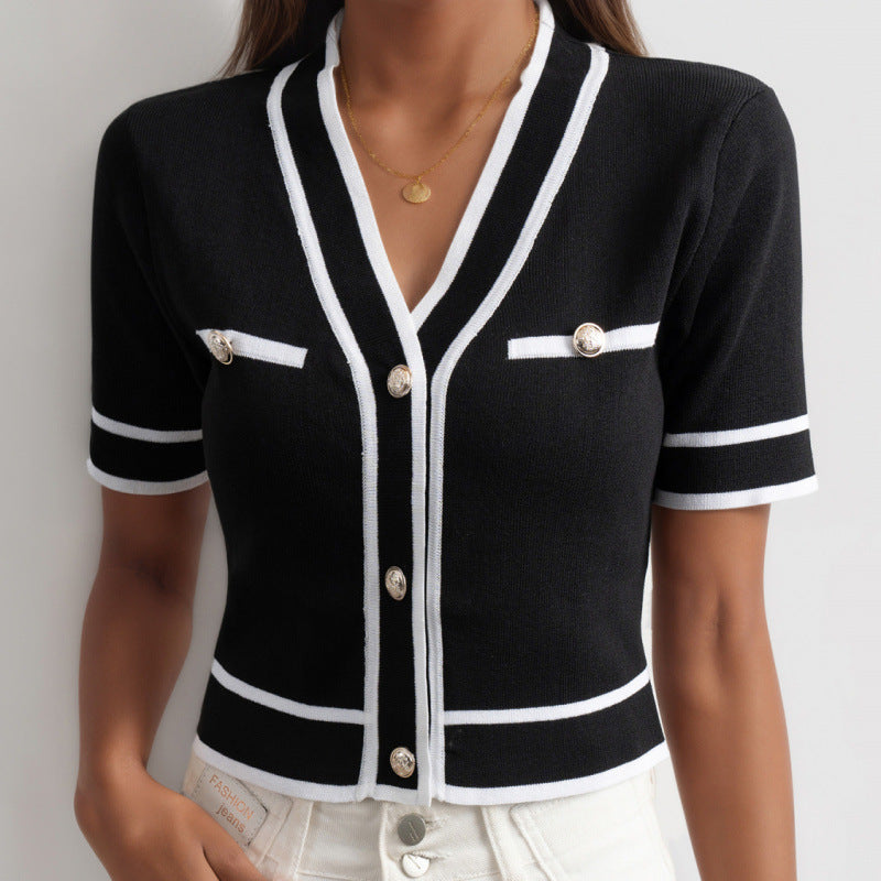 Chemisier col v manches courtes - Chic&Shines