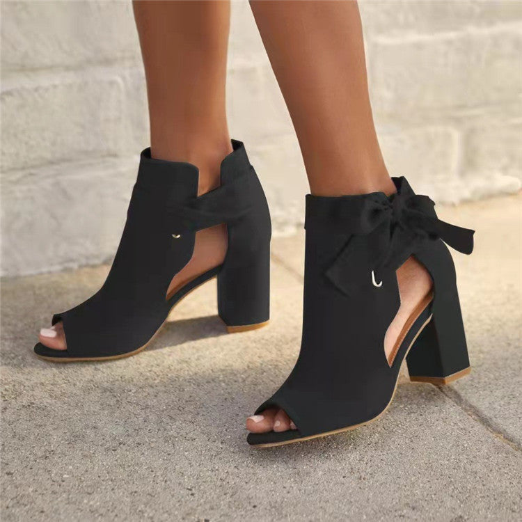 Chaussures à talon épais en daim