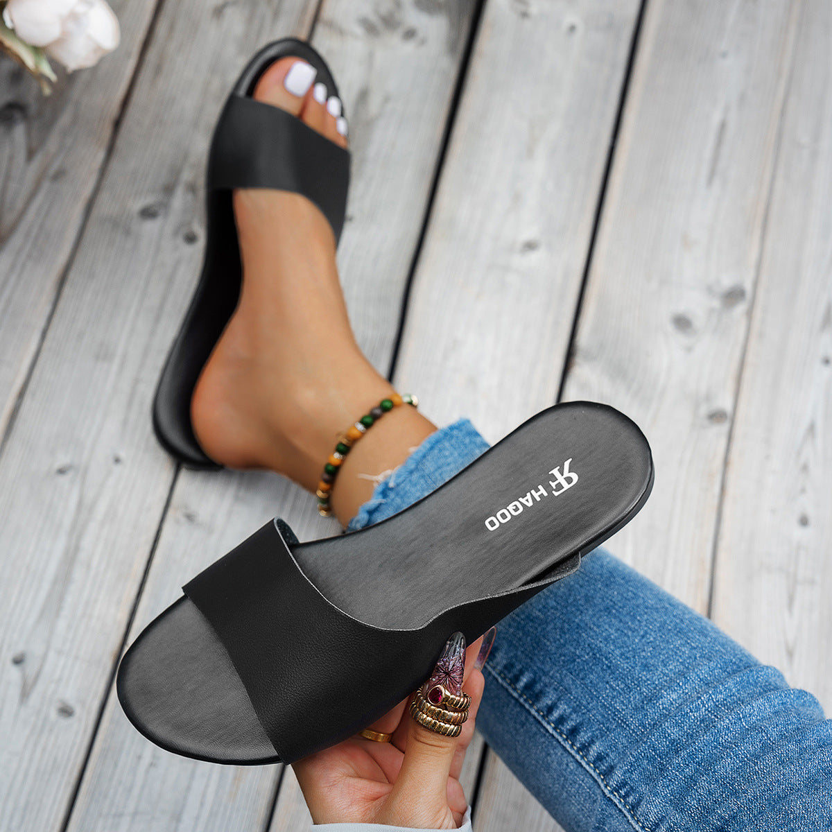 Sandales plates à la mode, chaussures d'été pour vacances en bord de mer, plage