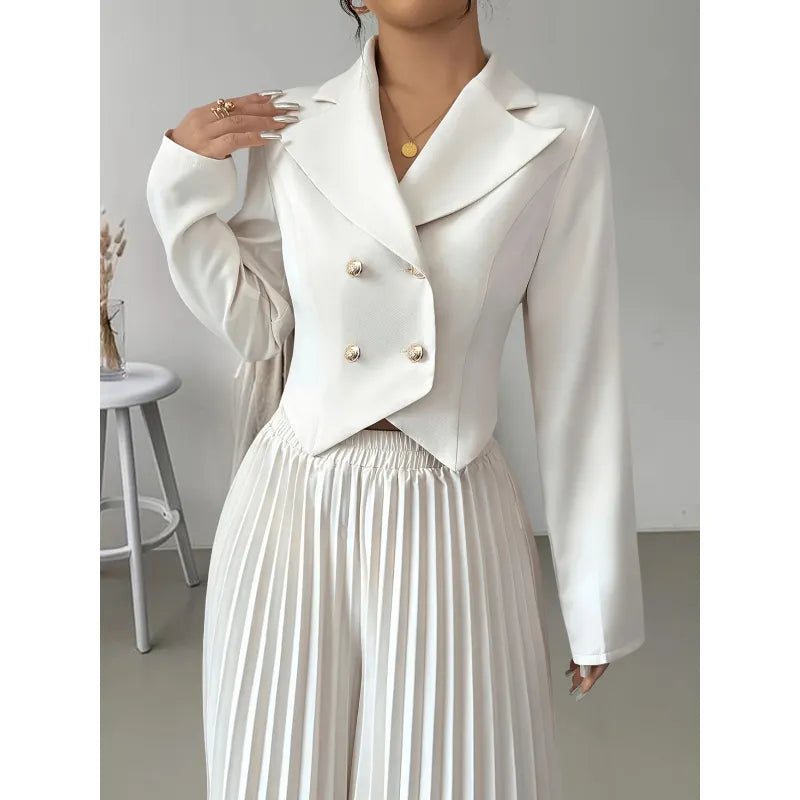 Ensemble blazer à manches longues jupe plissée