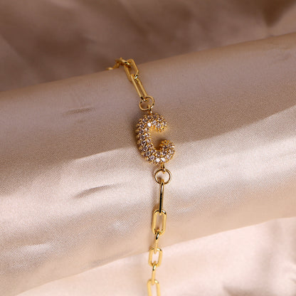 Bracelet clip en zircone pendentif lettre - Chic&Shines