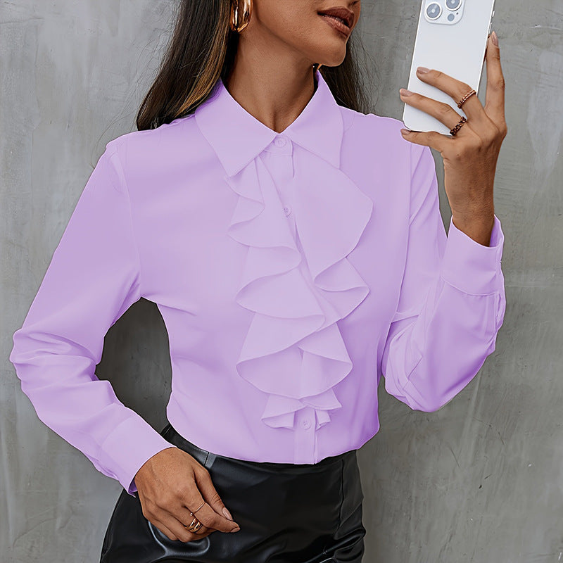Chemise ample en mousseline à volants
