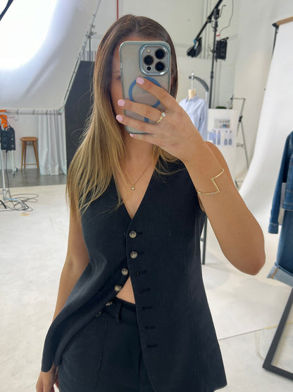 Ensemble débardeur chemise short en coton et lin - Chic&Shines