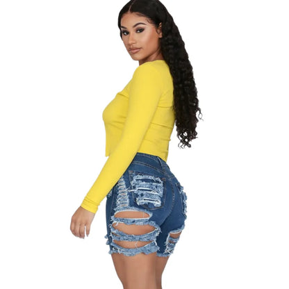 Short jeans à ourlet déchiré - Chic&Shines