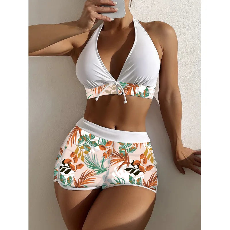 Maillot de bain deux pièces haut licou et son short
