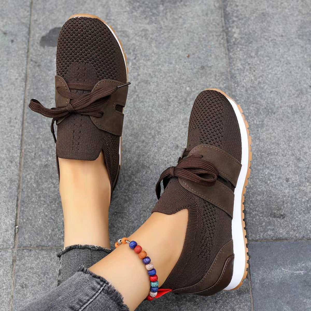 Chaussures à lacets en maille tissée décontractées