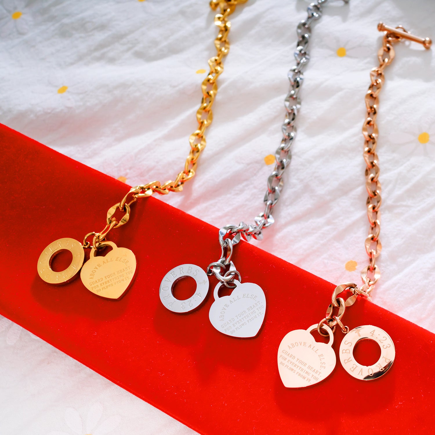 Bracelet pendentif cœur en acier titane - Chic&Shines
