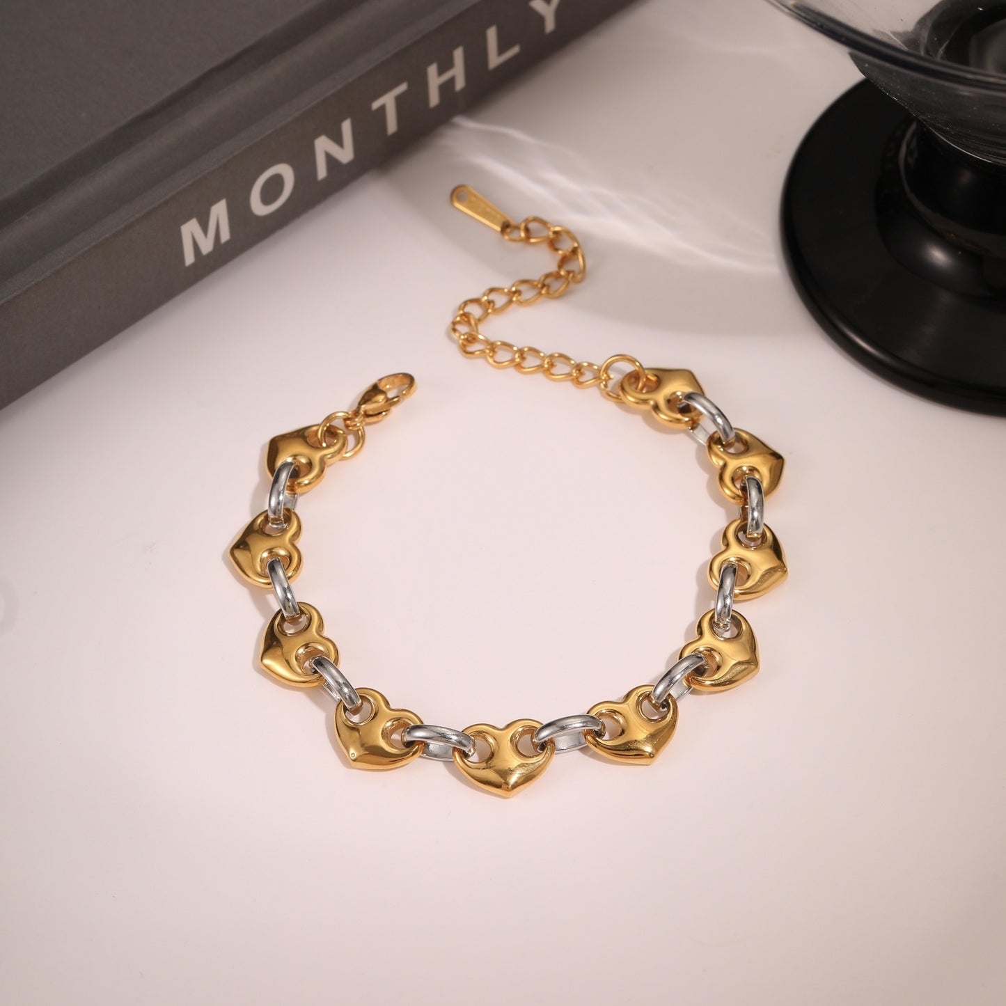 Bracelet motif cœur en acier inoxydable - Chic&Shines