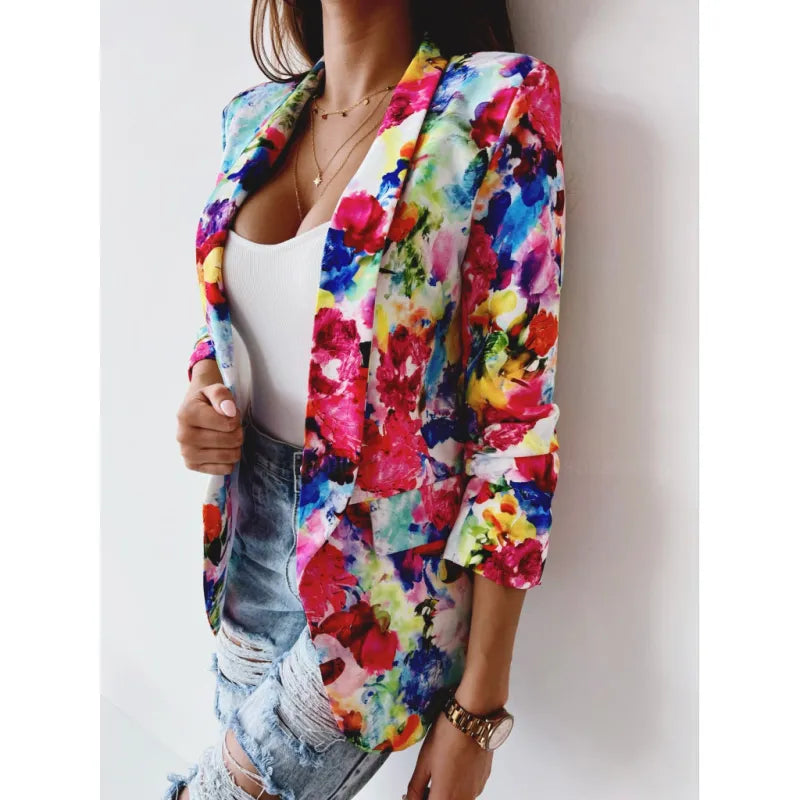 Blazer Tie Dye À Manches Longues Revers - Chic&Shines