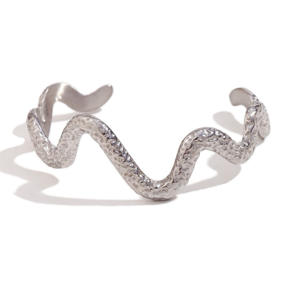 Bracelet acier inoxydable motif serpent ondulé