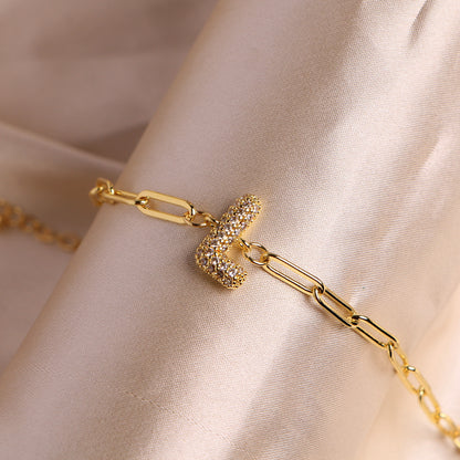 Bracelet clip en zircone pendentif lettre - Chic&Shines