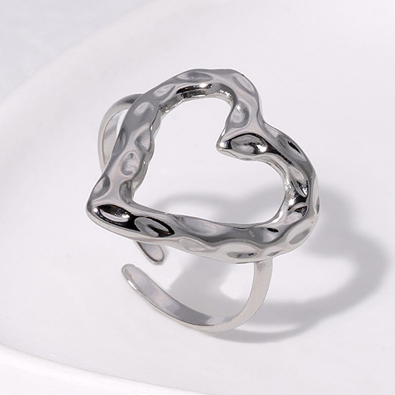Bague coeur ajustable en acier inoxydable - Chic&Shines
