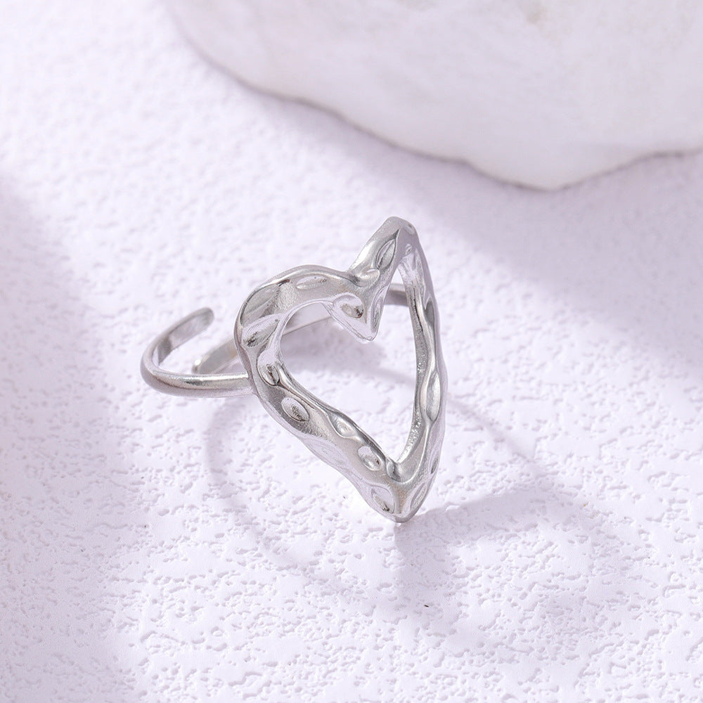 Bague coeur ajustable en acier inoxydable - Chic&Shines