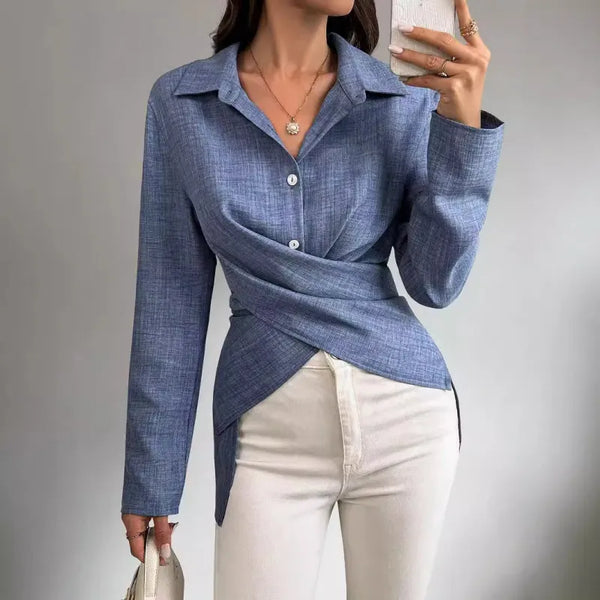 Striped long sleeve blouse