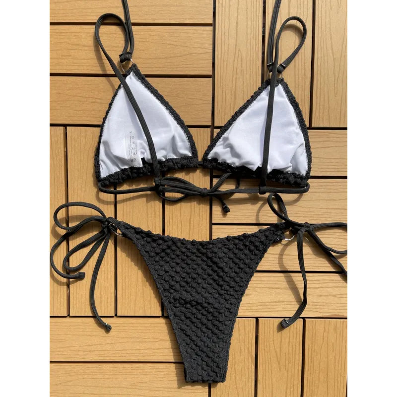 Maillot de bain bikini à bretelles col licou - Chic&Shines
