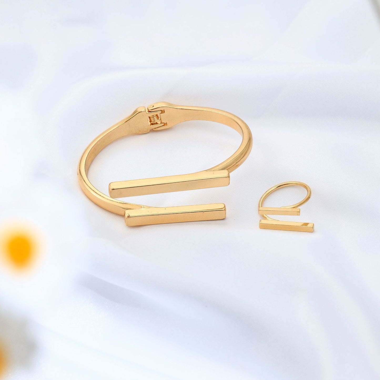 Ensemble bijoux bracelet et bague réglables en métal - Chic&Shines