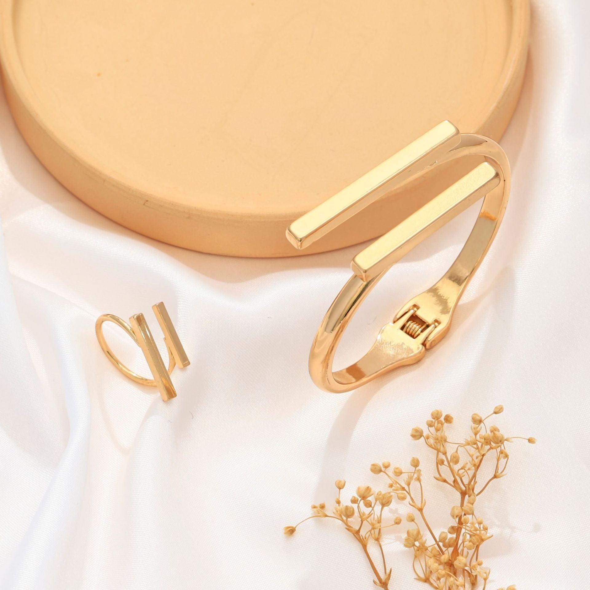 Ensemble bijoux bracelet et bague réglables en métal - Chic&Shines