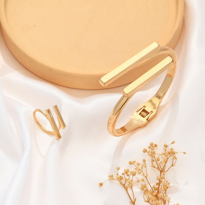 Ensemble bijoux bracelet et bague réglables en métal - Chic&Shines