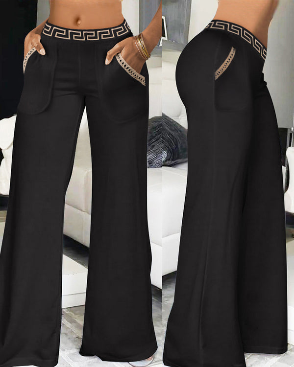 Pantalon large taille haute