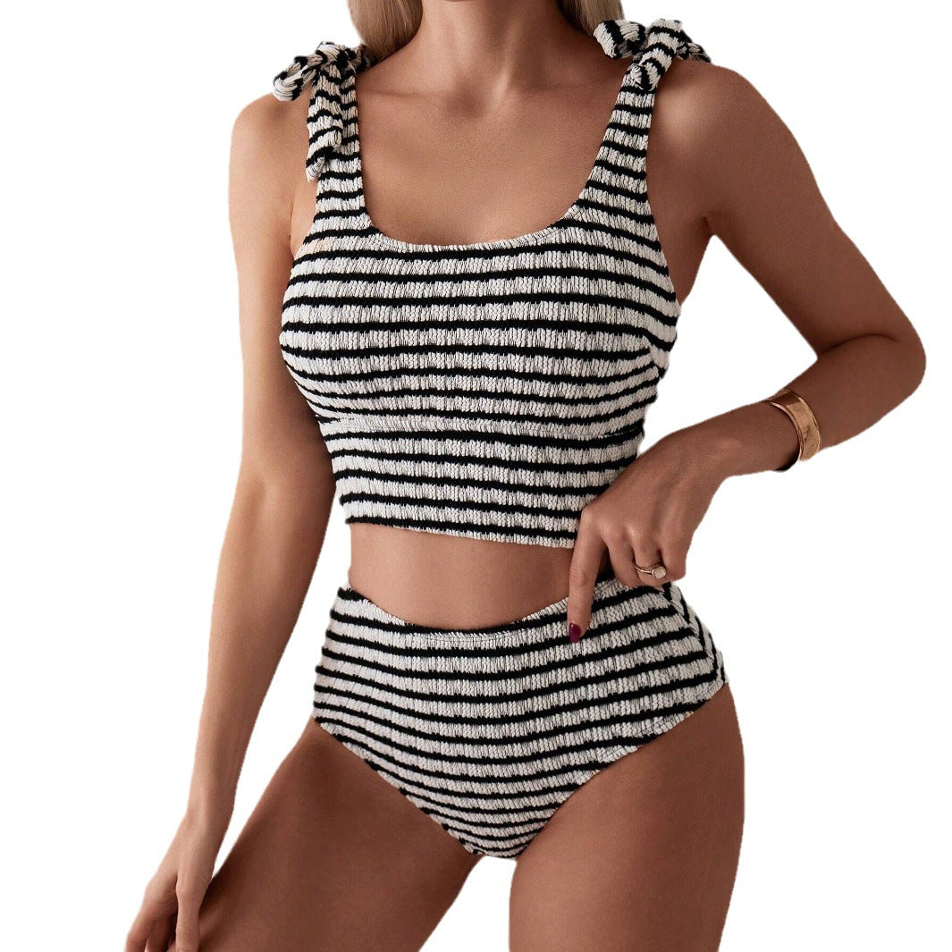 Maillot de bain tube 2 pièces à rayures