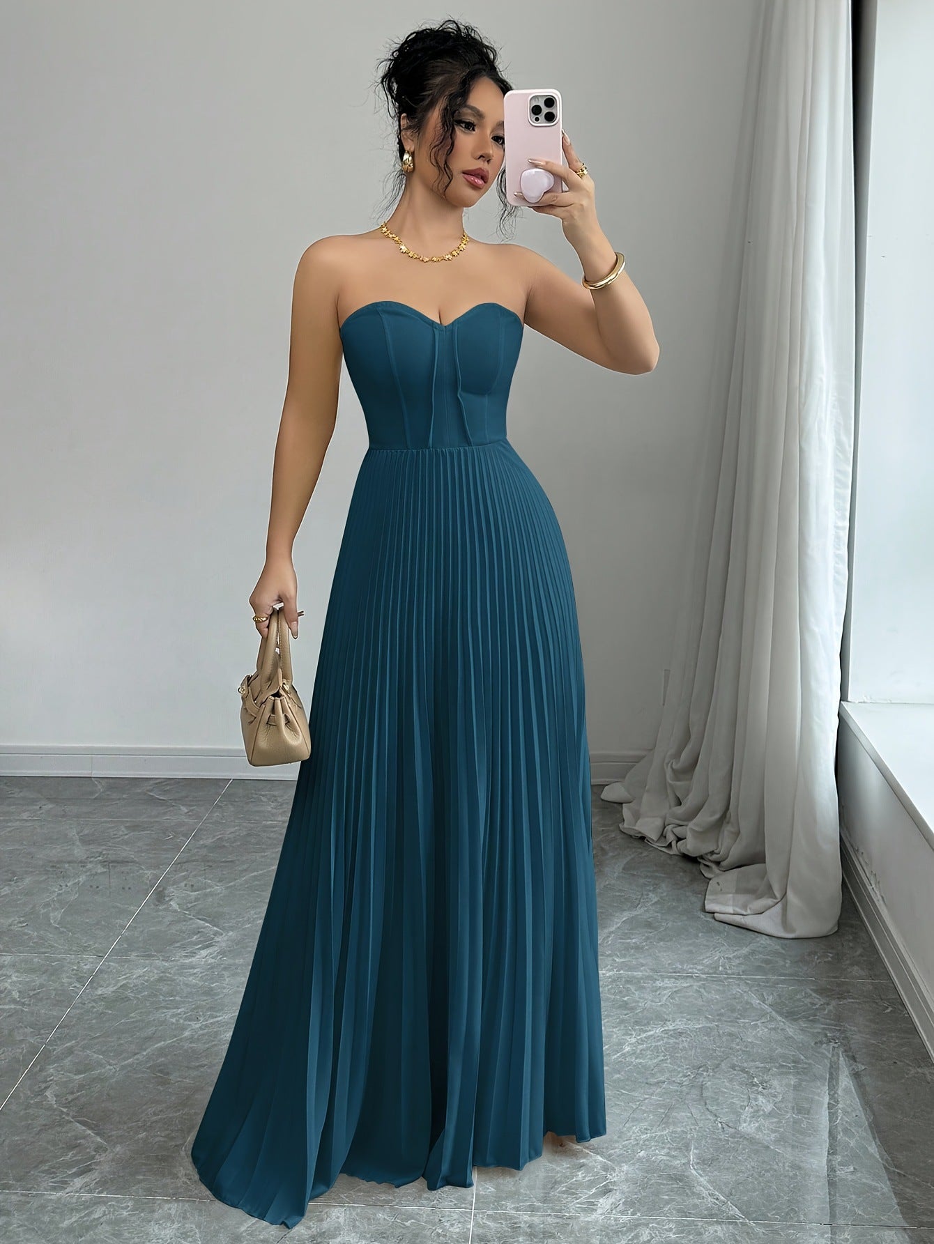 Robe longue bustier taille haute