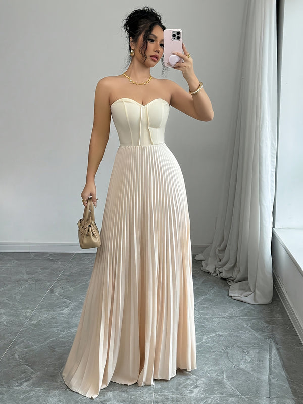 Robe longue bustier taille haute