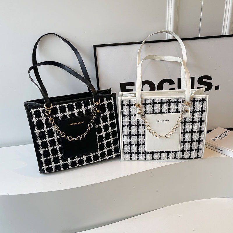 Sac fourre-tout à carreaux de grande capacité et tendance