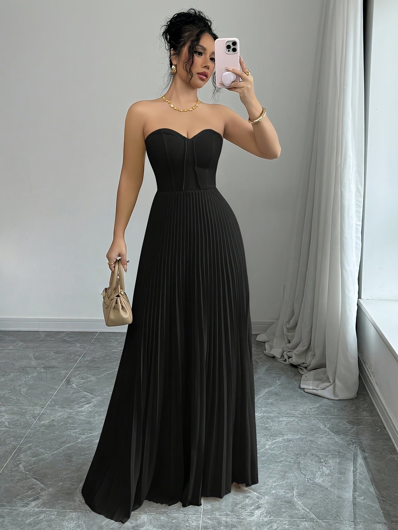 Robe longue bustier taille haute