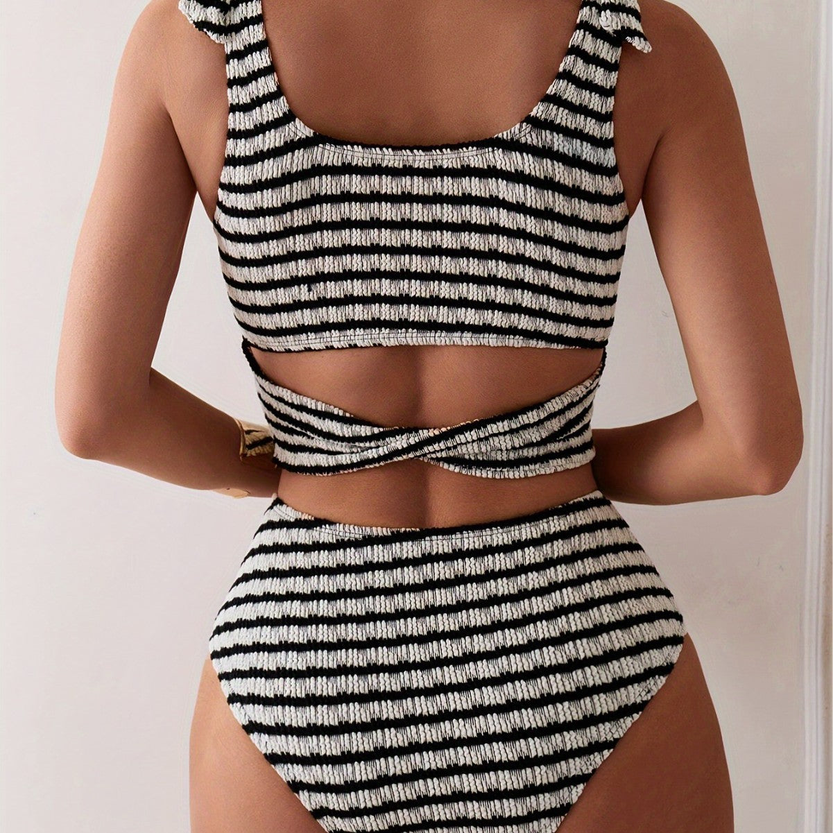 Maillot de bain tube 2 pièces à rayures