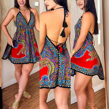 Robe courte licou col V dos nu - Chic&Shines