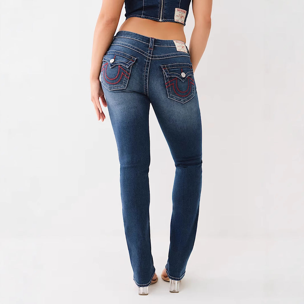 Jean brodé taille haute vintage