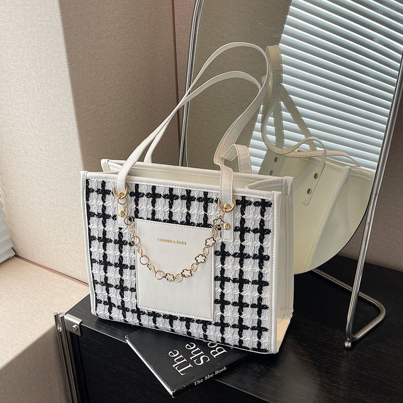 Sac fourre-tout à carreaux de grande capacité et tendance