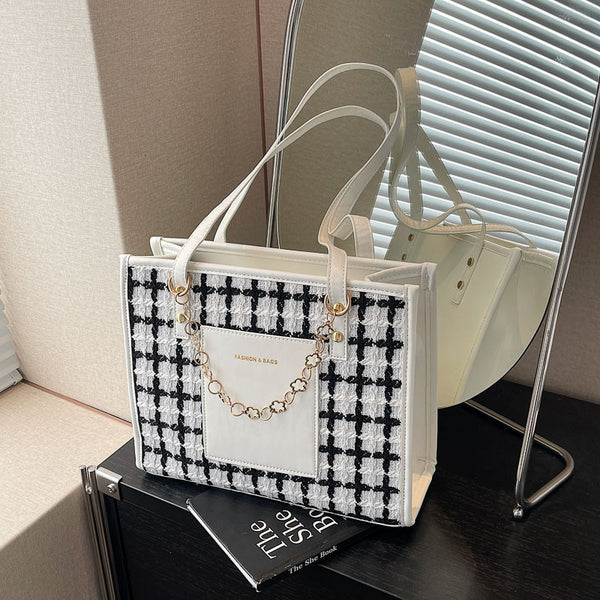 Sac fourre-tout à carreaux de grande capacité et tendance