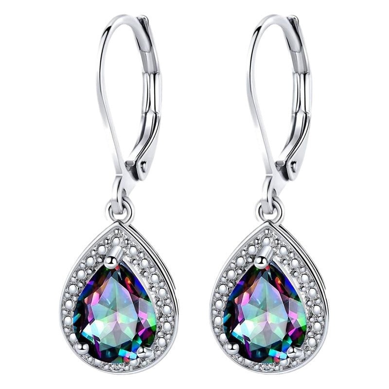 Boucles d'oreilles en pierre goutte d'eau colorée