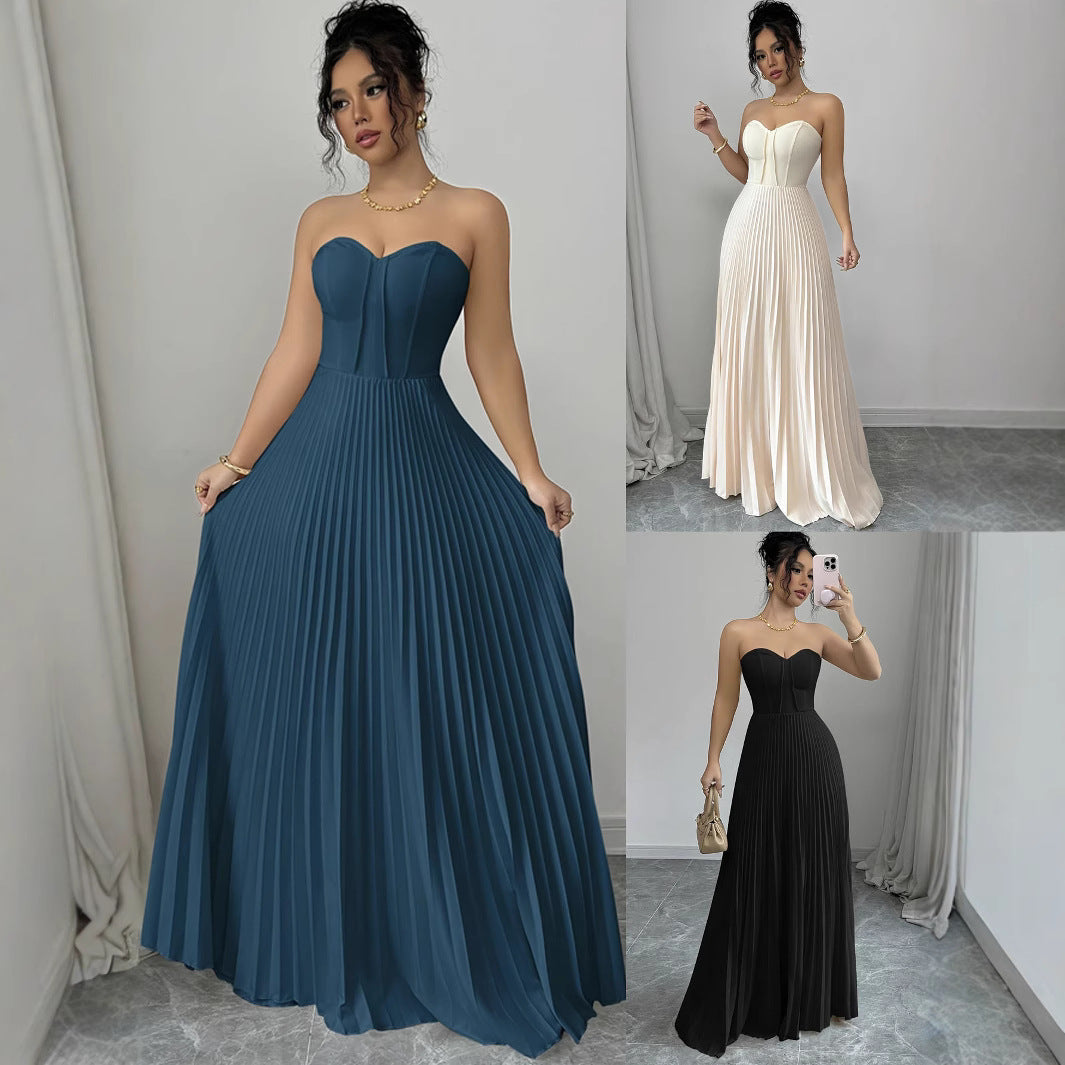 Robe longue bustier taille haute