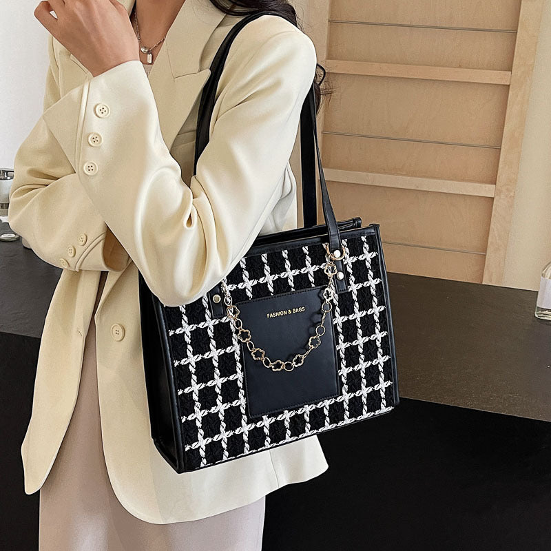 Sac fourre-tout à carreaux de grande capacité et tendance