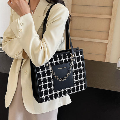 Sac fourre-tout à carreaux de grande capacité et tendance - Chic&Shines