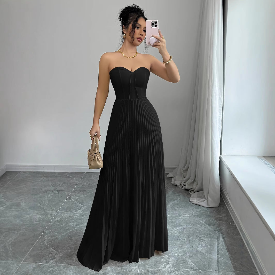 Robe longue bustier taille haute